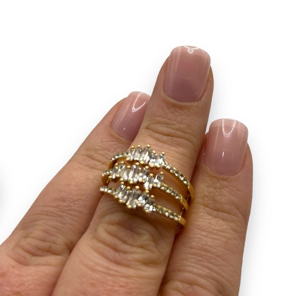 New INC INTERNATIONAL CONCEPTS Gold-Tone Crystal Stack Ring for Macy's Size 8 - Picture 8 of 11